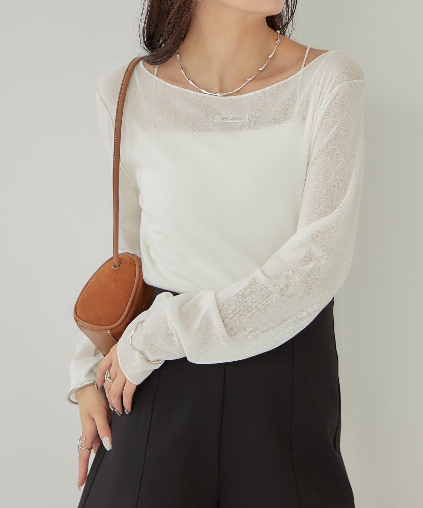 2way薄紗長袖T恤