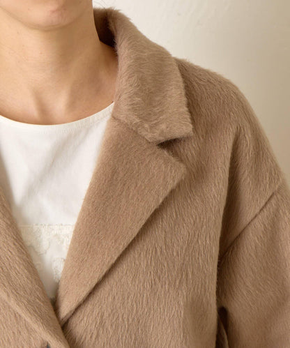西裝領長毛呢大衣
