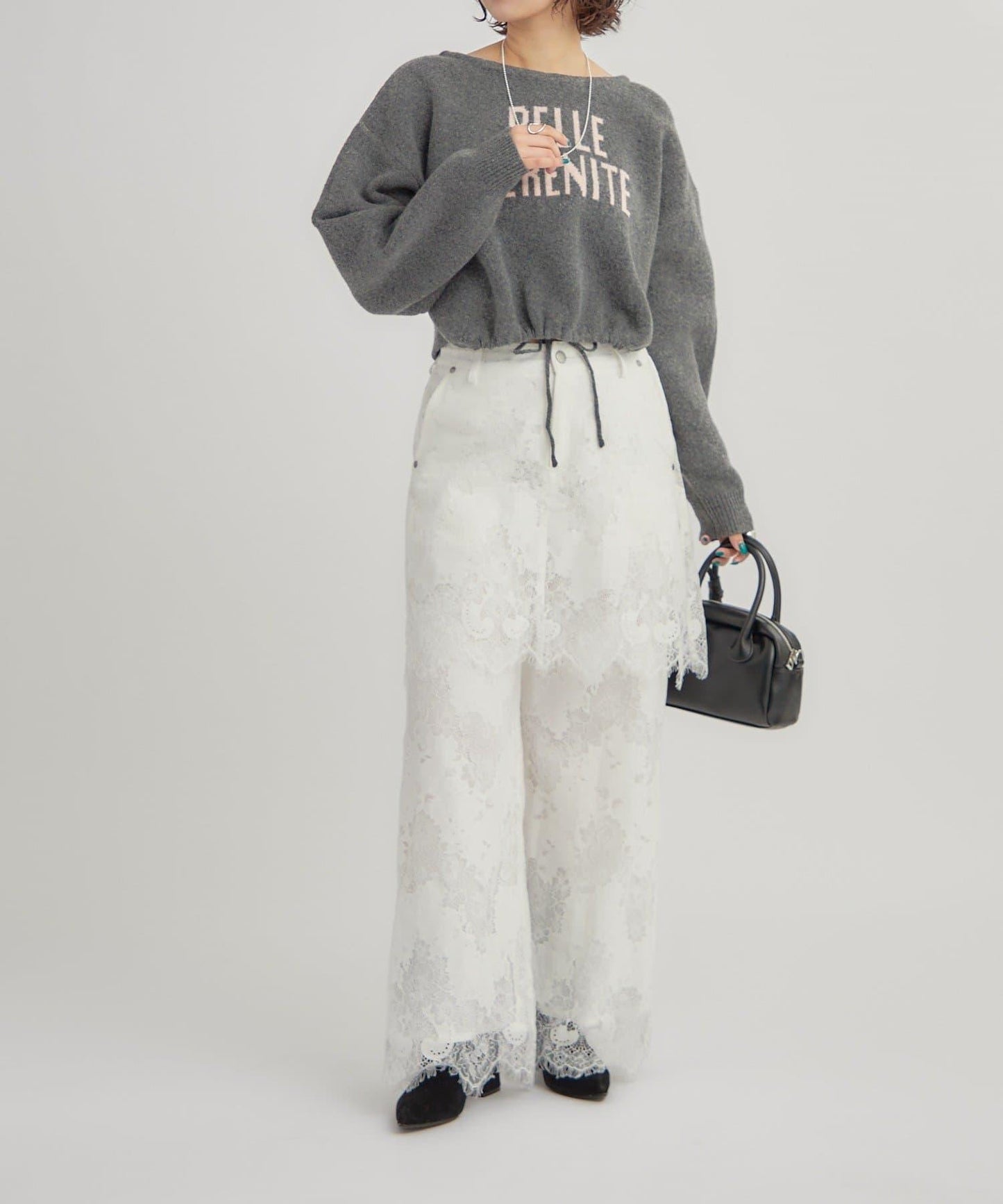 大LOGO抽繩針織衫