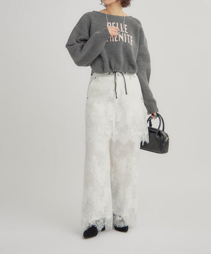 大LOGO抽繩針織衫