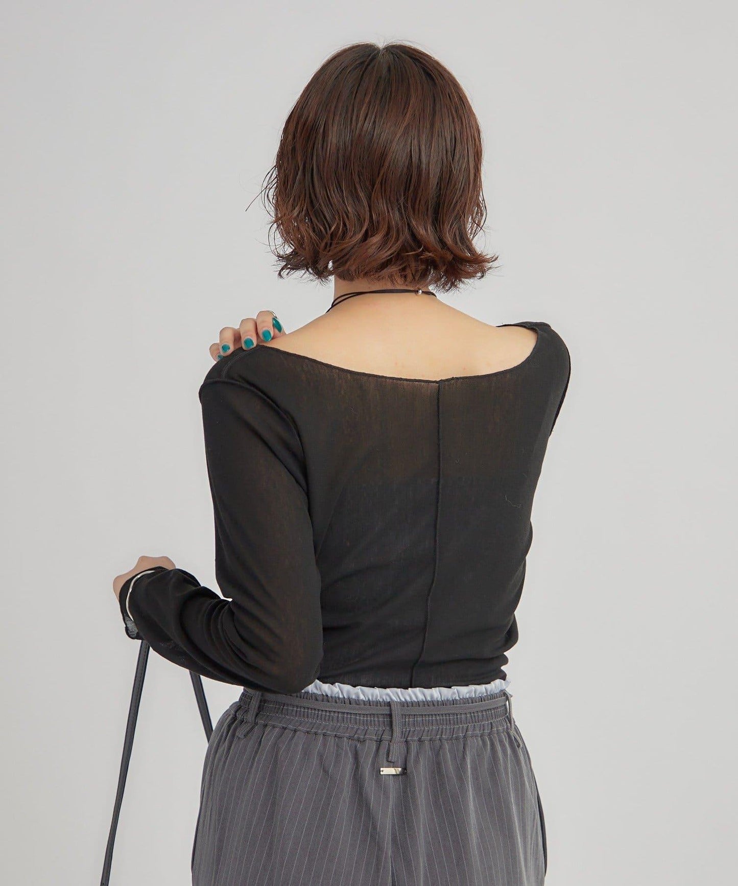 2way薄紗長袖T恤