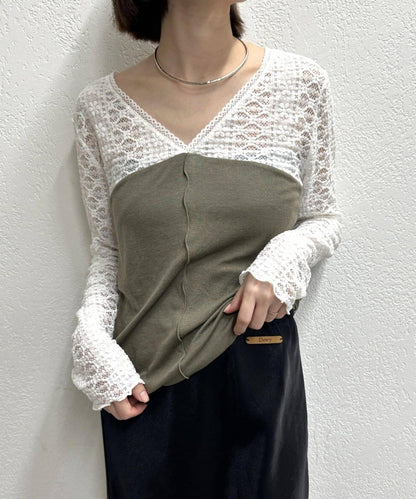 蕾絲拼接針織衫