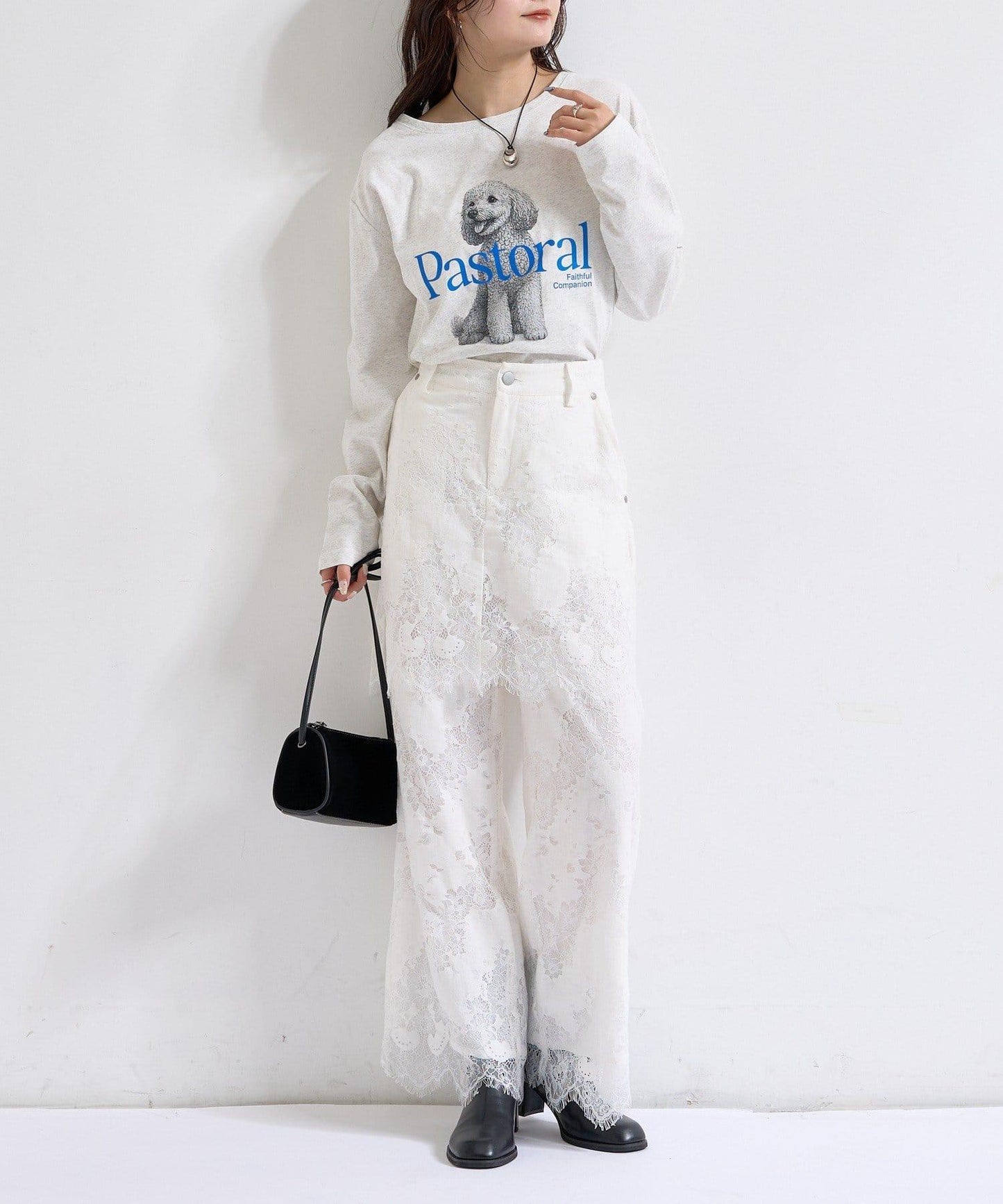 鏤空花邊疊層褲