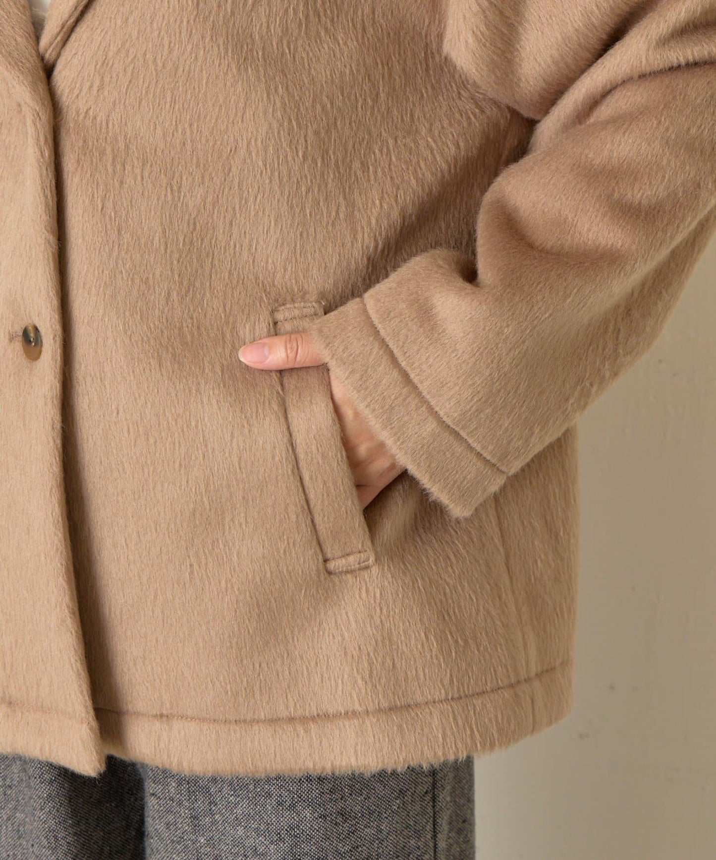 西裝領長毛呢大衣