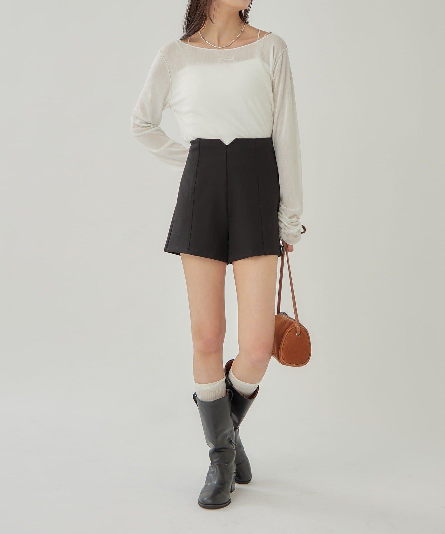 2way薄紗長袖T恤