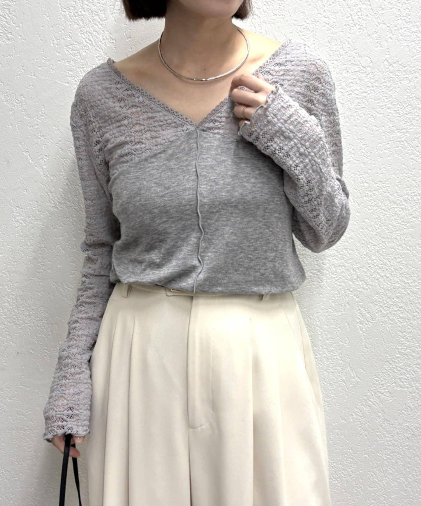 蕾絲拼接針織衫