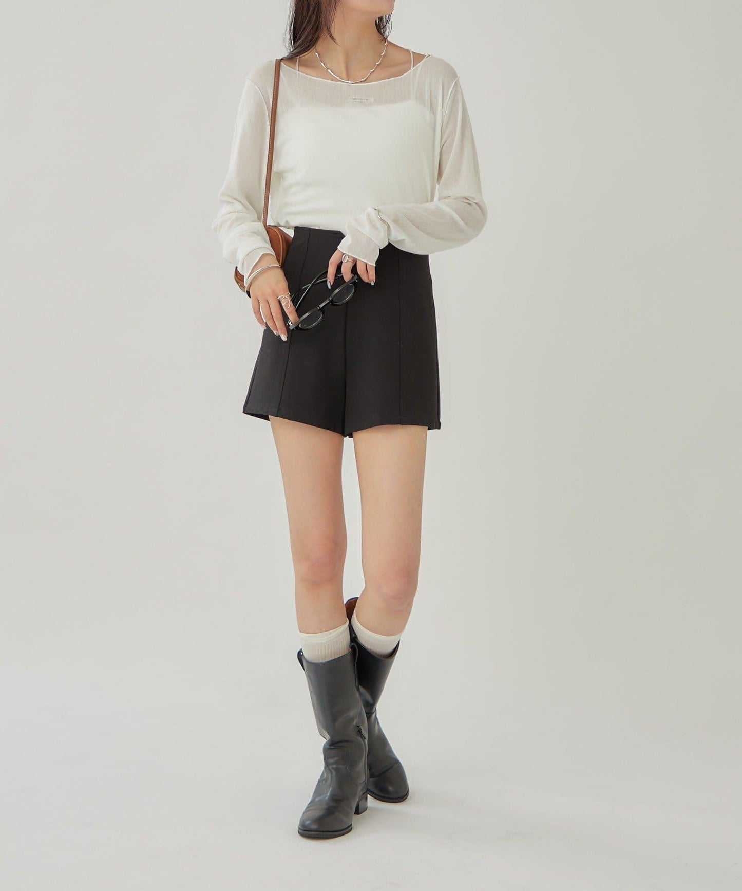 2way薄紗長袖T恤