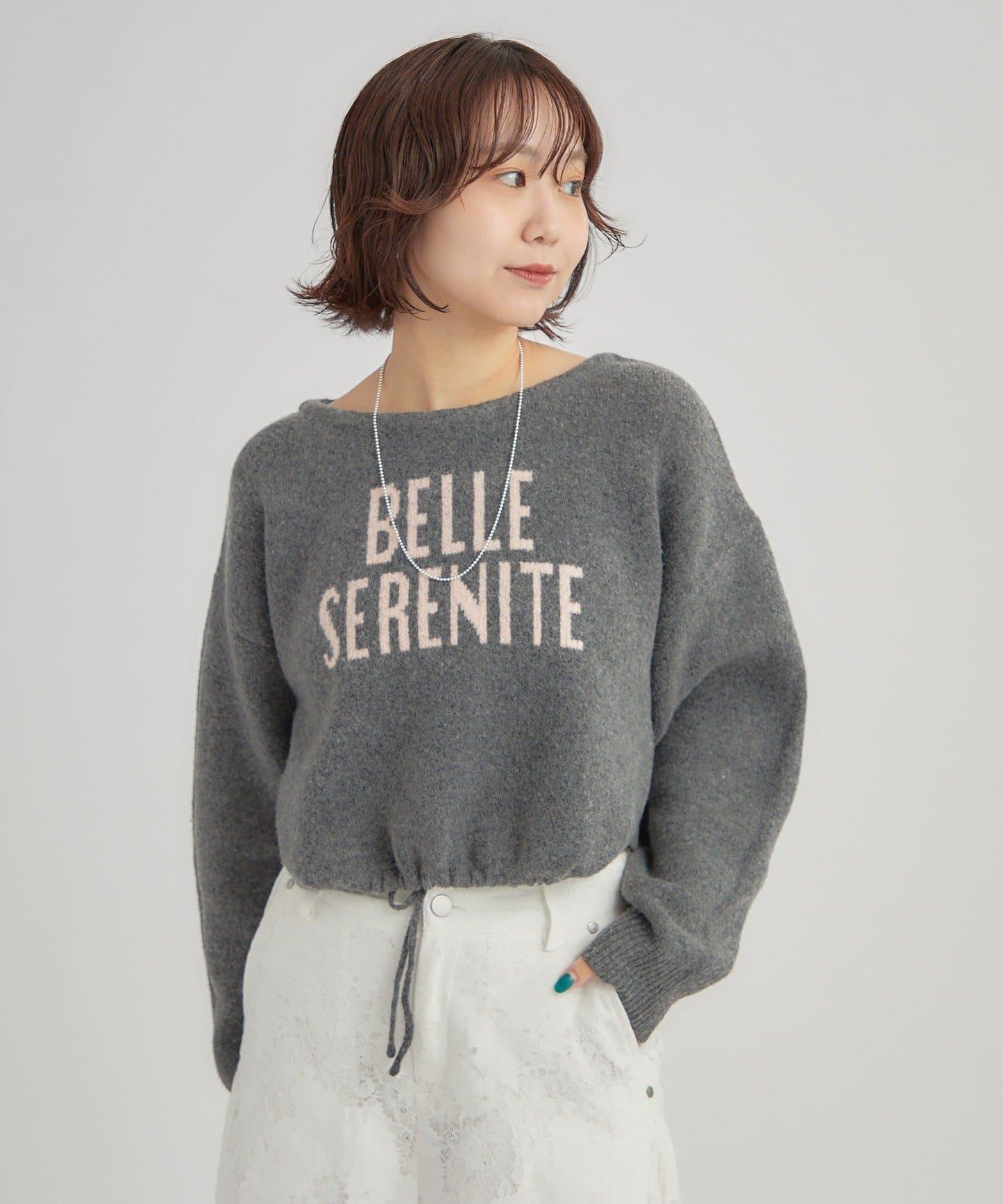 大LOGO抽繩針織衫