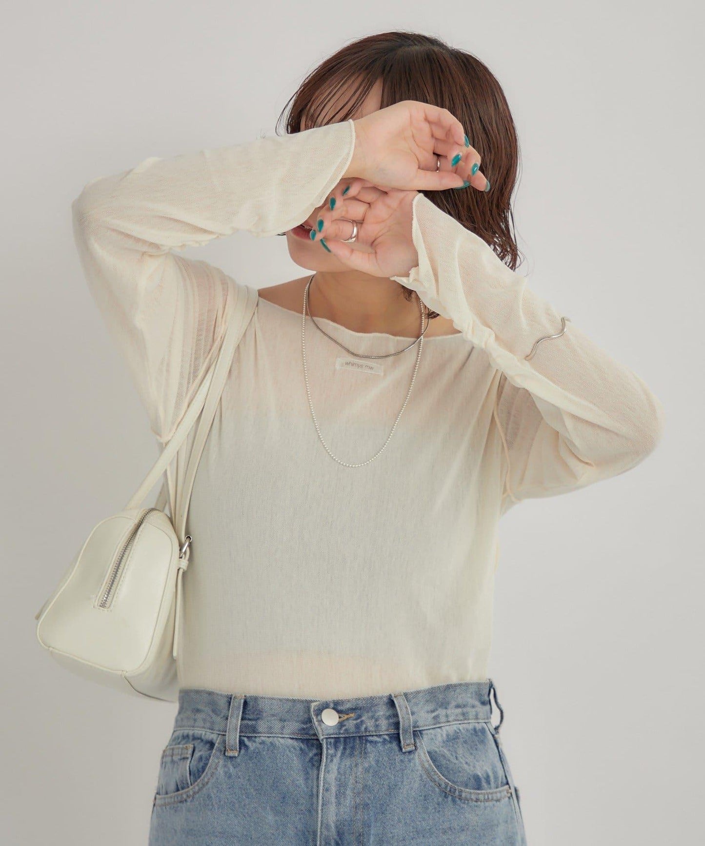 2way薄紗長袖T恤