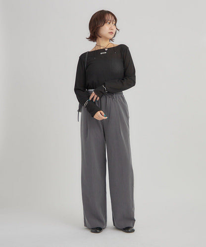 2way薄紗長袖T恤