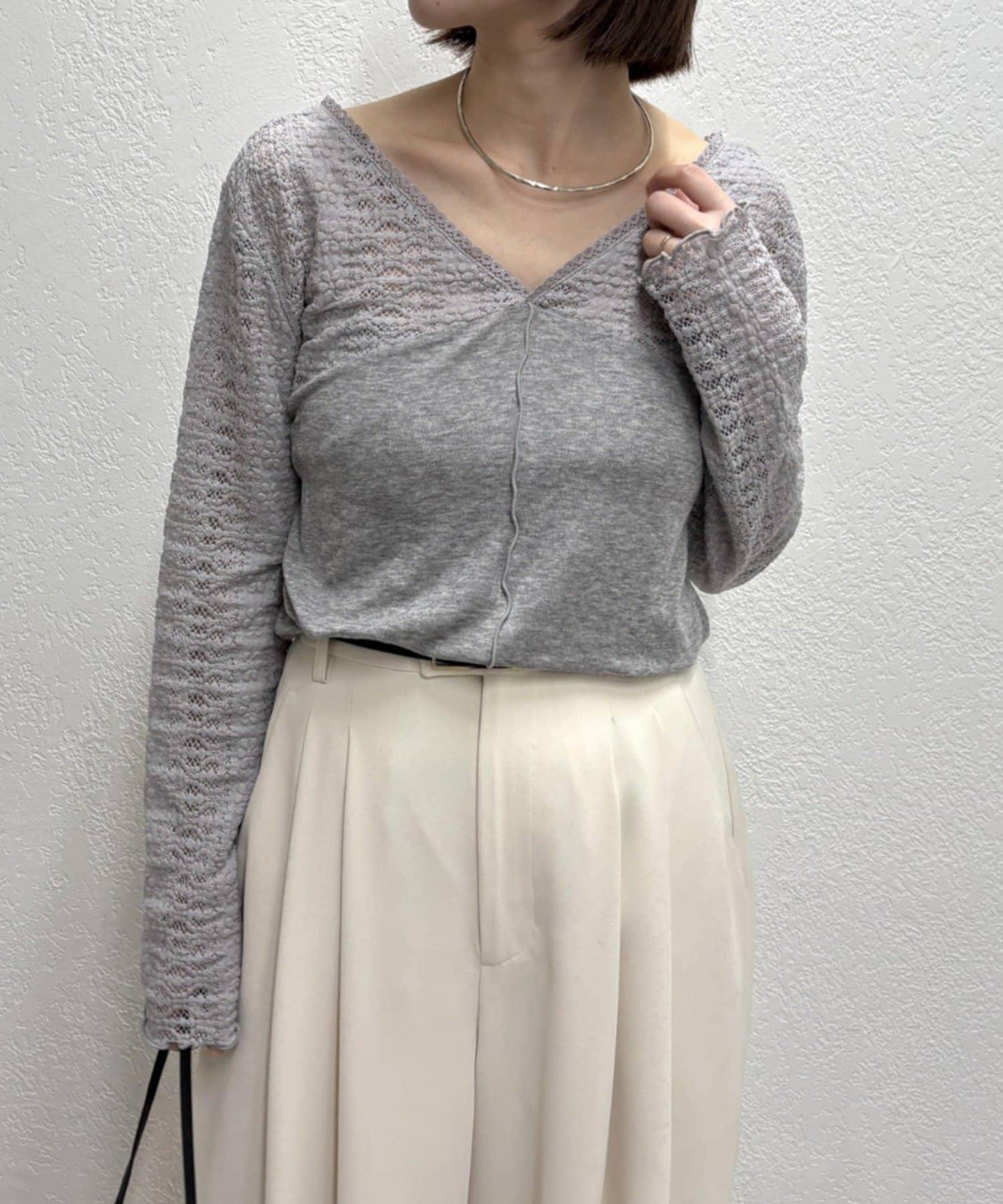 蕾絲拼接針織衫