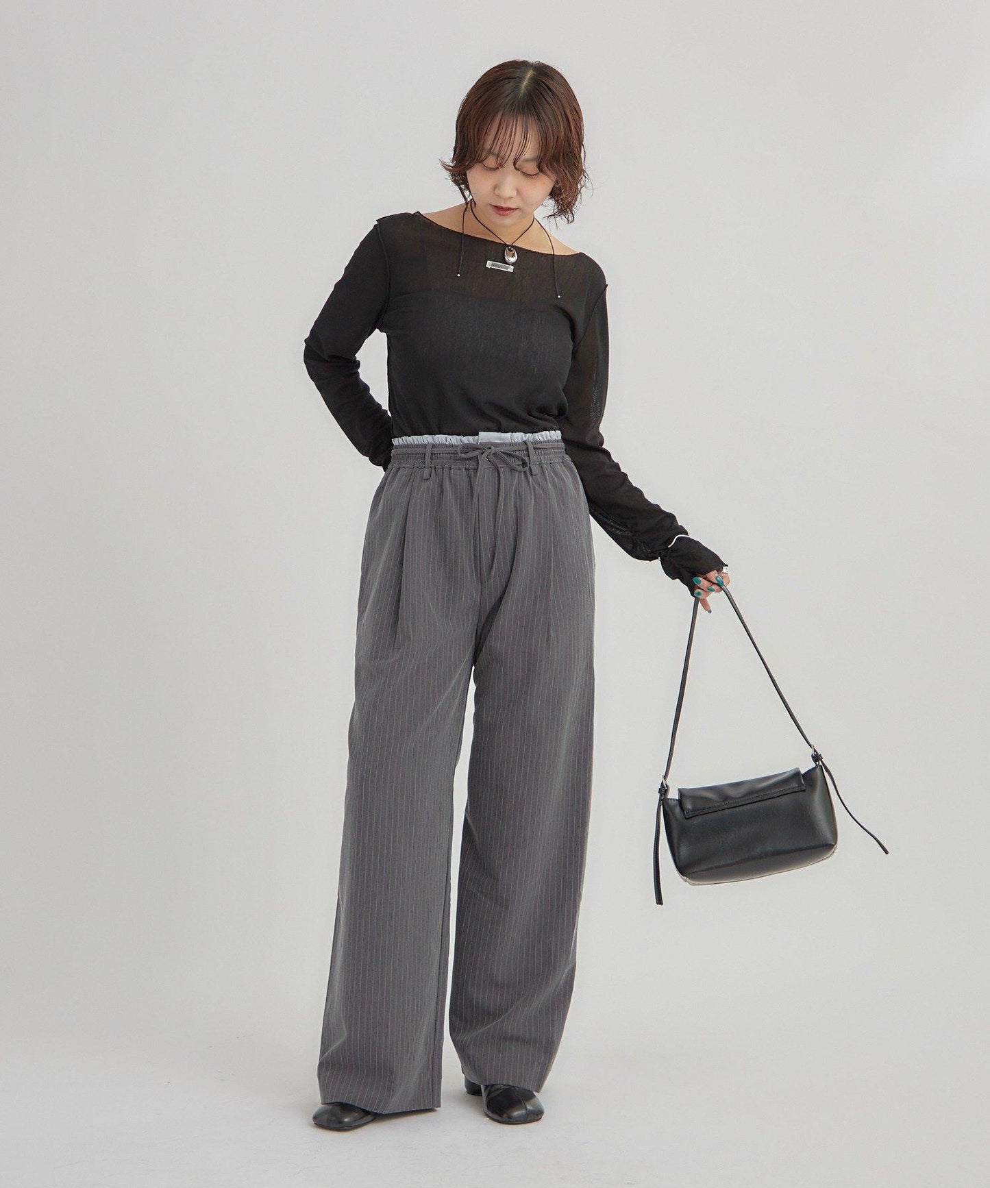 2way薄紗長袖T恤