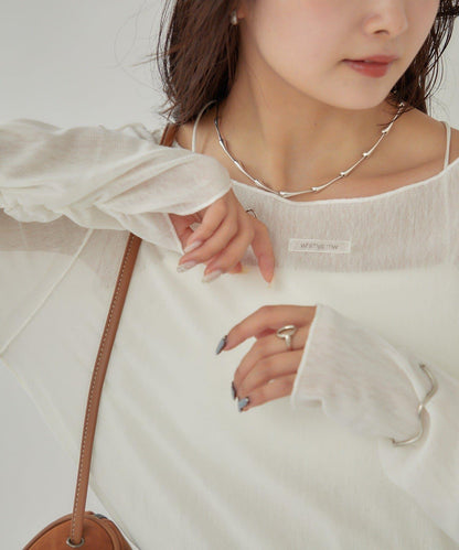 2way薄紗長袖T恤