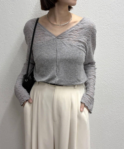 蕾絲拼接針織衫