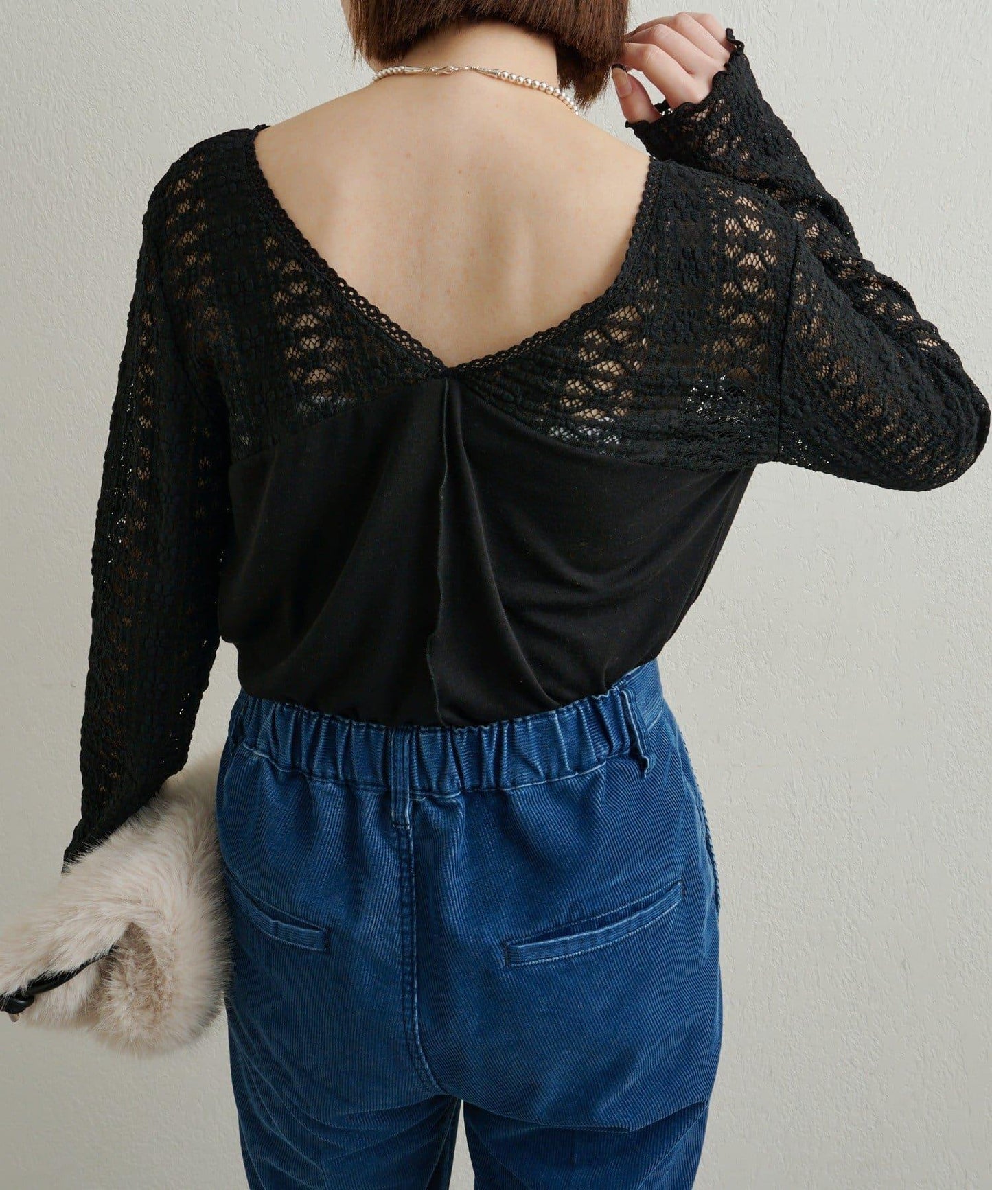 蕾絲拼接針織衫