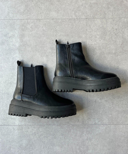厚底側彈力靴