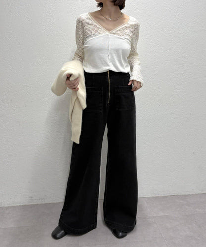 蕾絲拼接針織衫