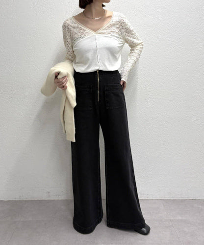 蕾絲拼接針織衫