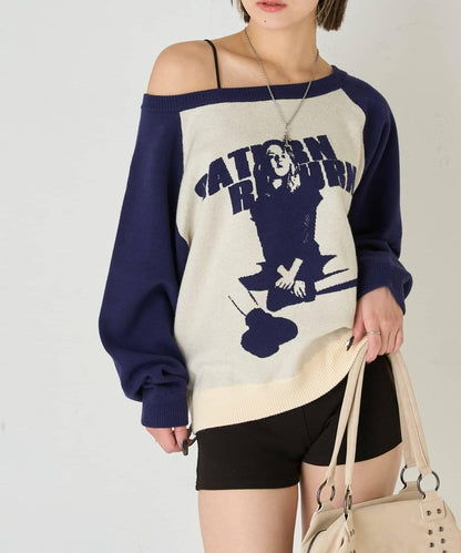 夏洛特一字肩針織衫