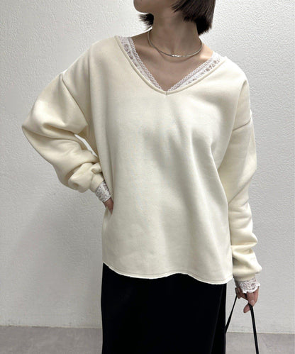 蕾絲拼接針織衫