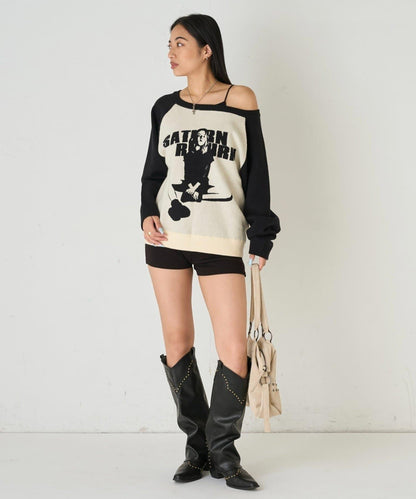 夏洛特一字肩針織衫