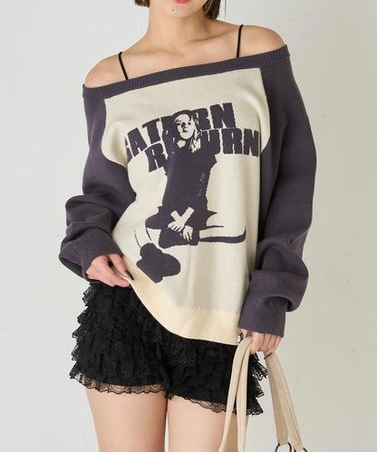 夏洛特一字肩針織衫