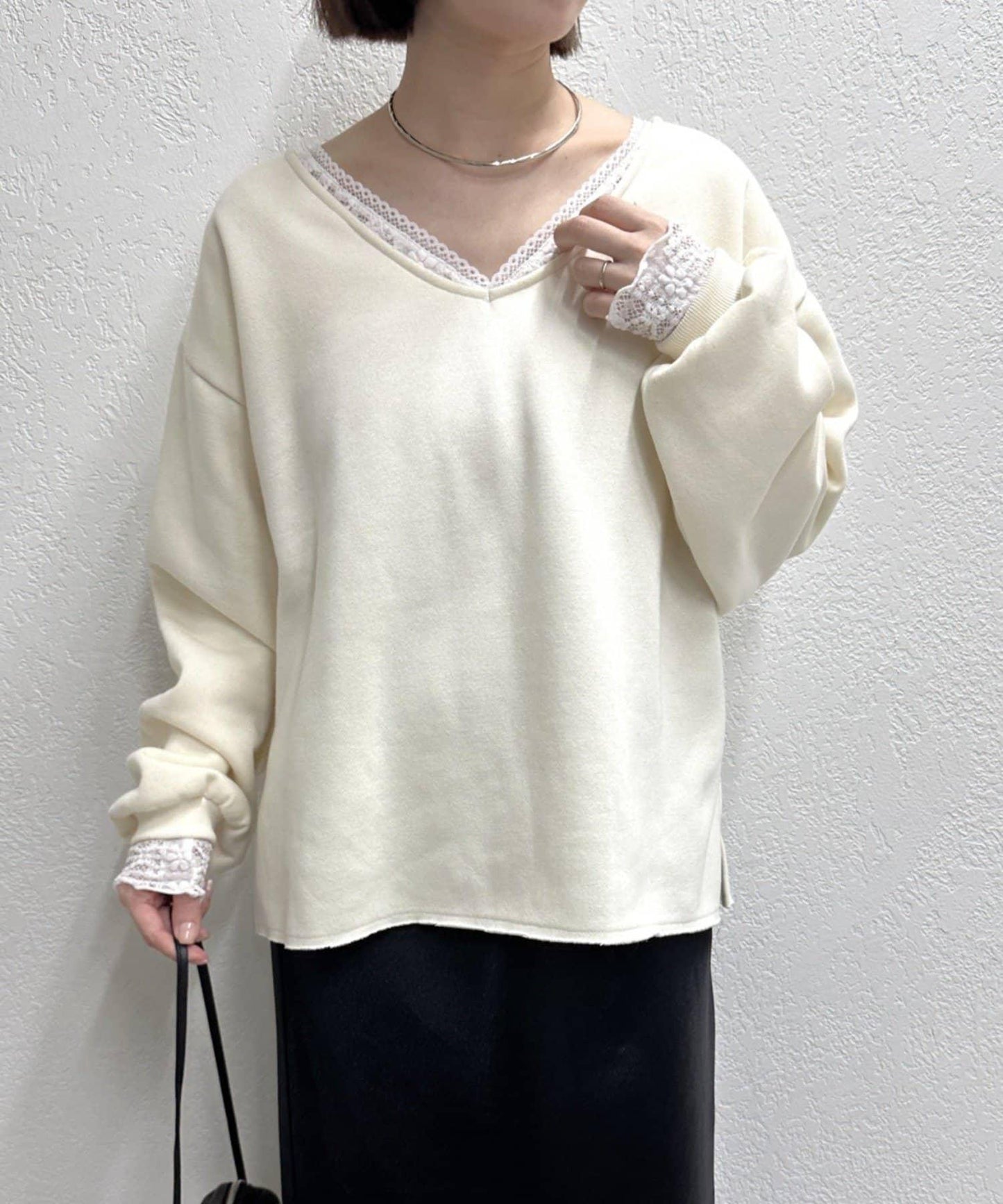 蕾絲拼接針織衫