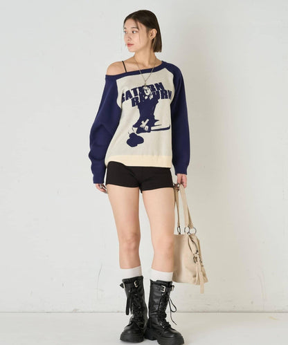 夏洛特一字肩針織衫