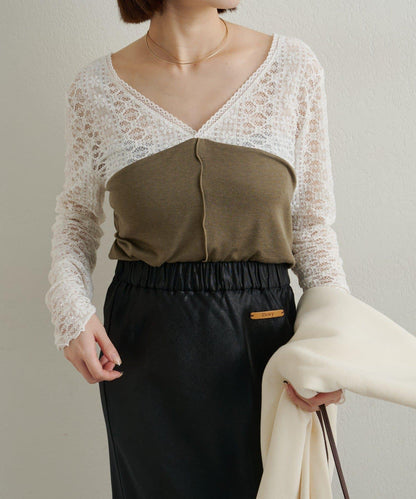 蕾絲拼接針織衫