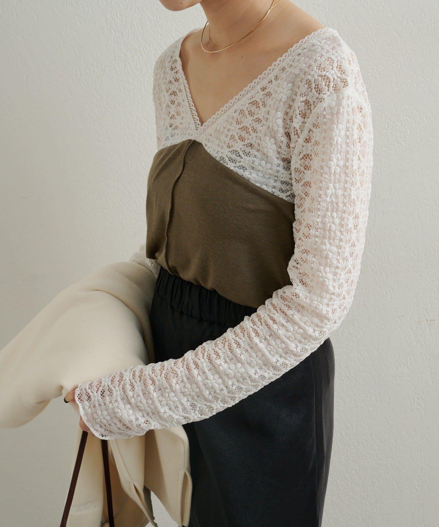 蕾絲拼接針織衫