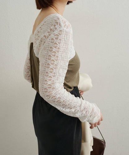 蕾絲拼接針織衫