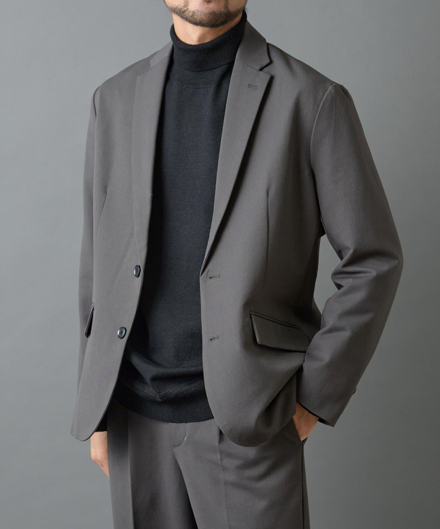 背部褶皺羊毛西裝外套