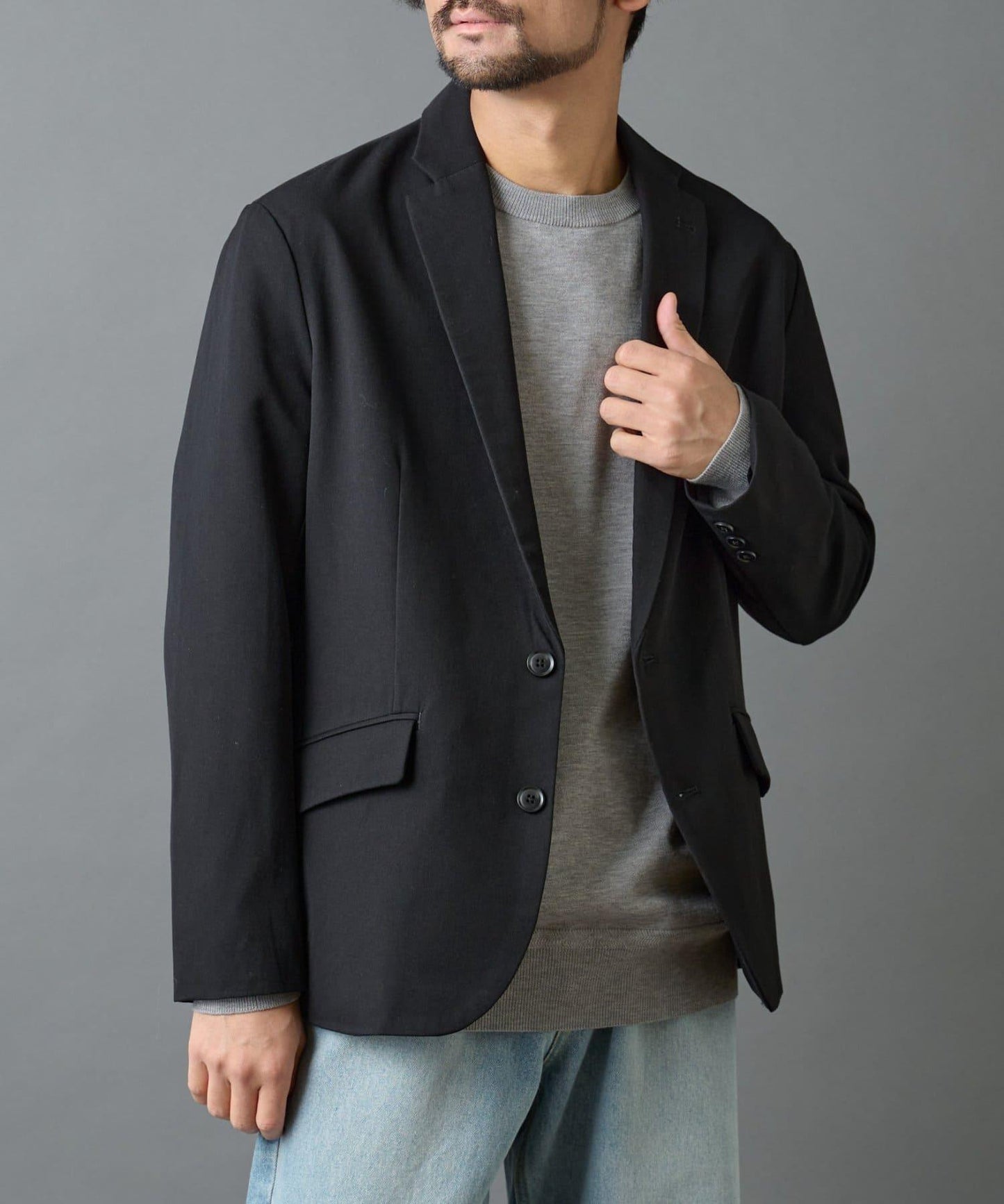 背部褶皺羊毛西裝外套