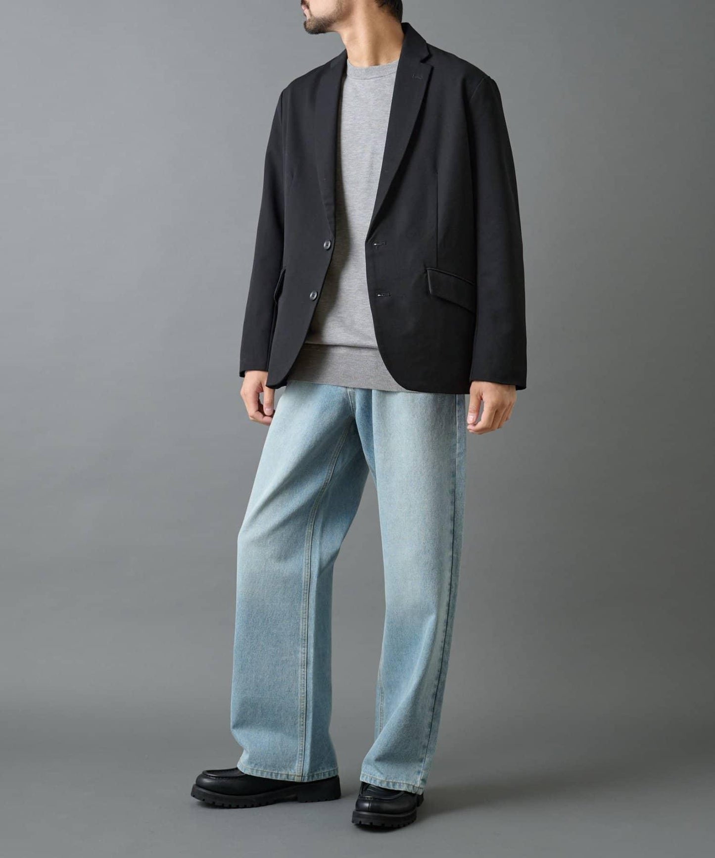 背部褶皺羊毛西裝外套