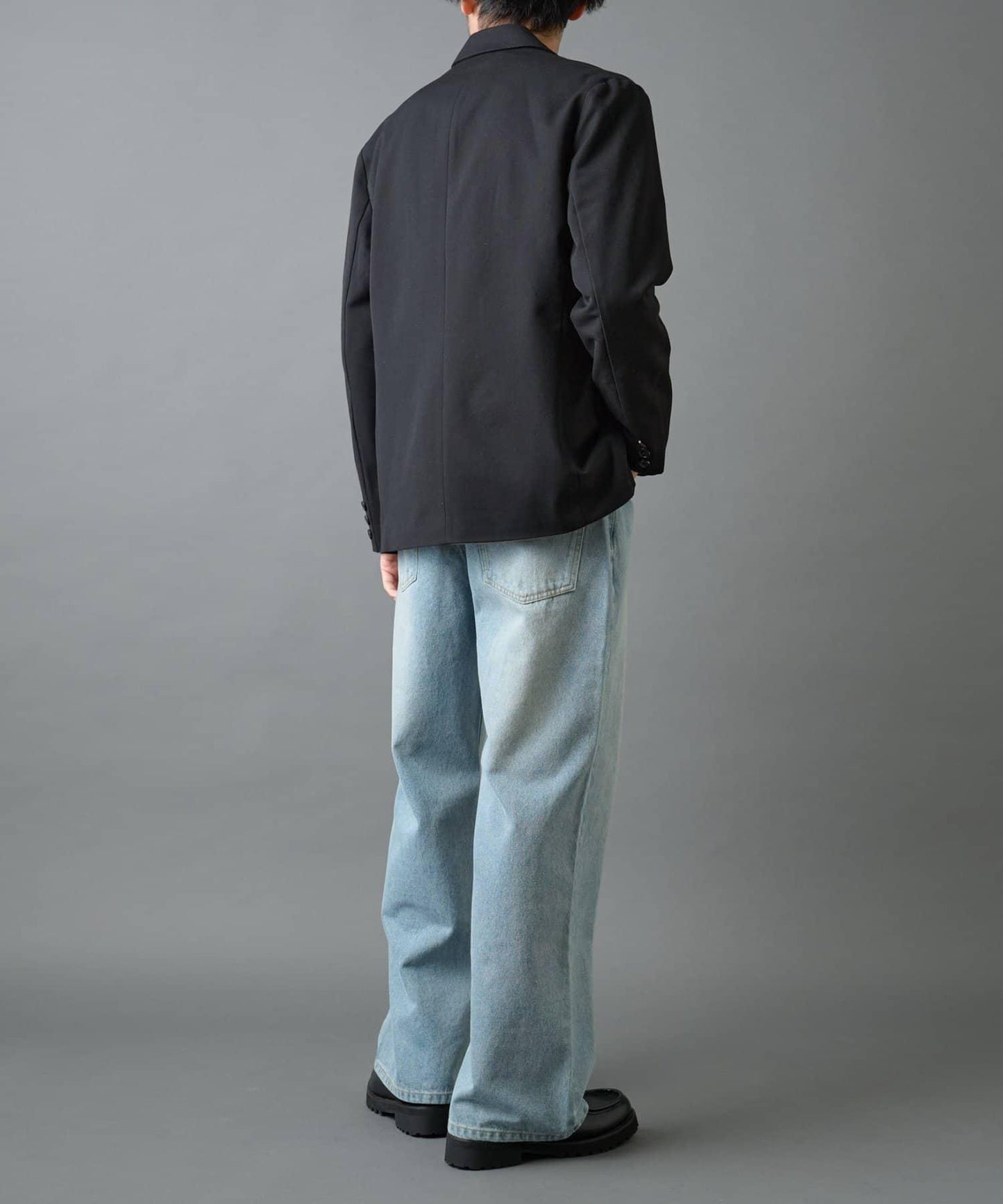 背部褶皺羊毛西裝外套