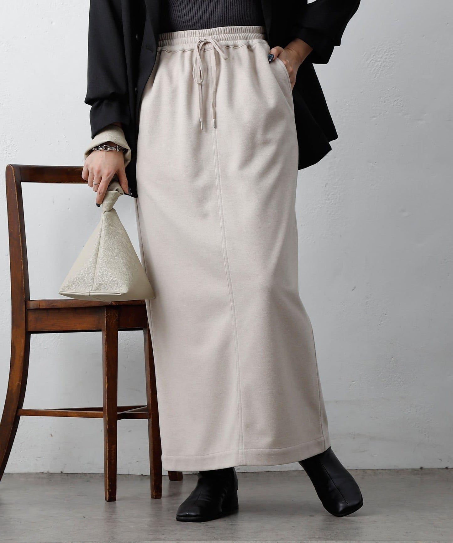 羊毛感針織休閒半身裙