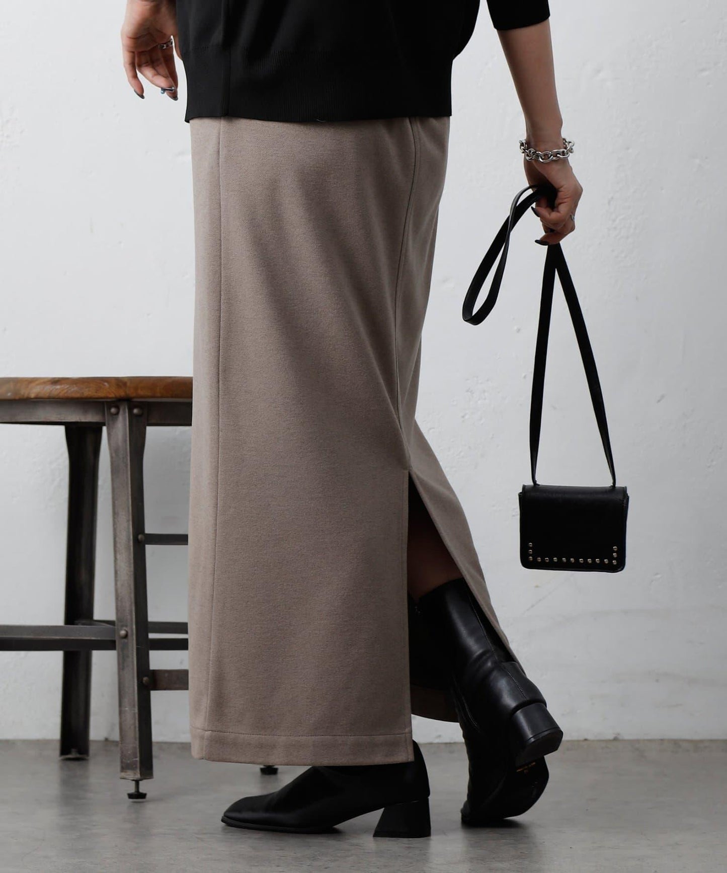 羊毛感針織休閒半身裙