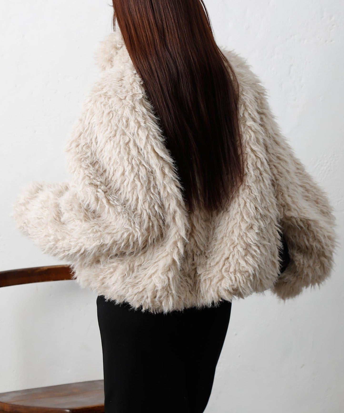 混合羊毛皮毛一體短款夾克