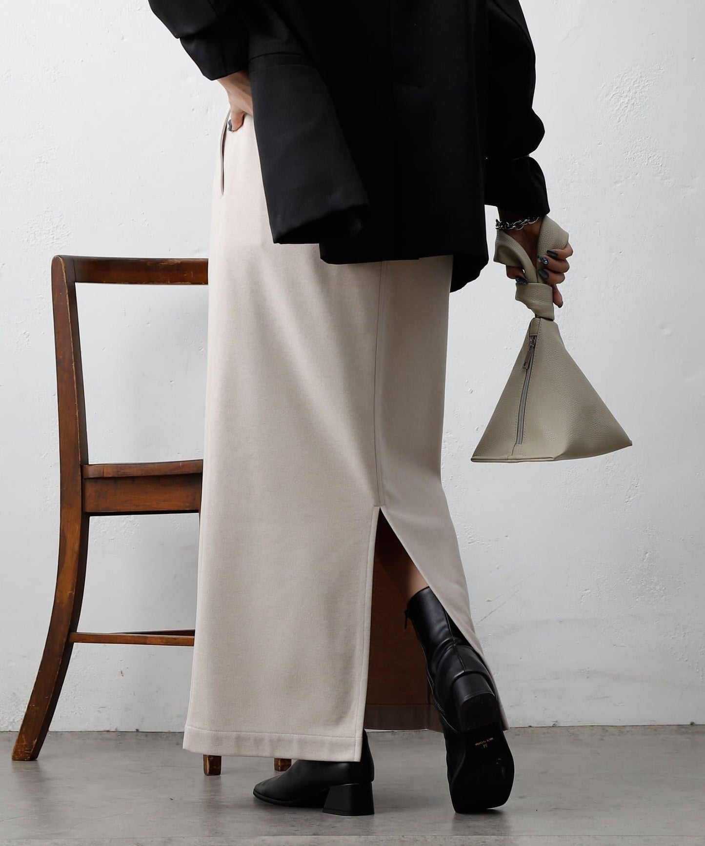 羊毛感針織休閒半身裙