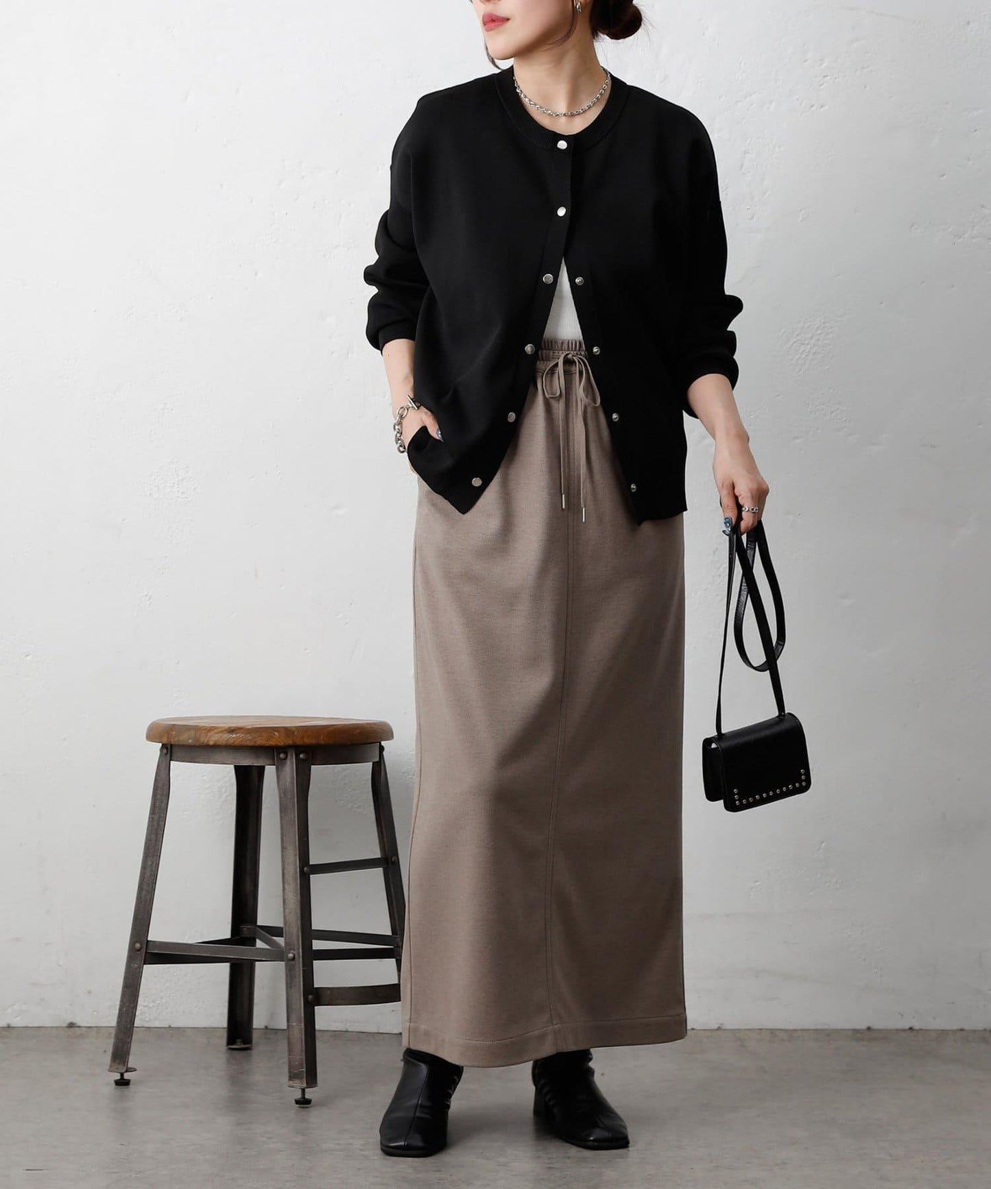 羊毛感針織休閒半身裙