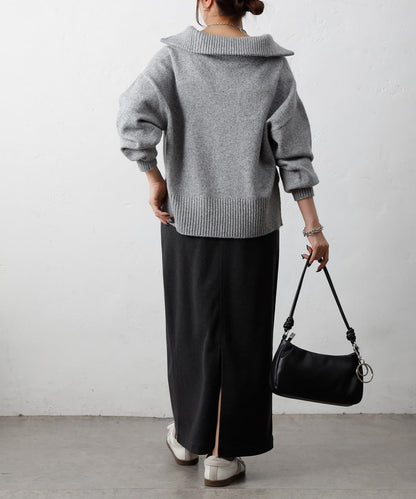 羊毛感針織休閒半身裙