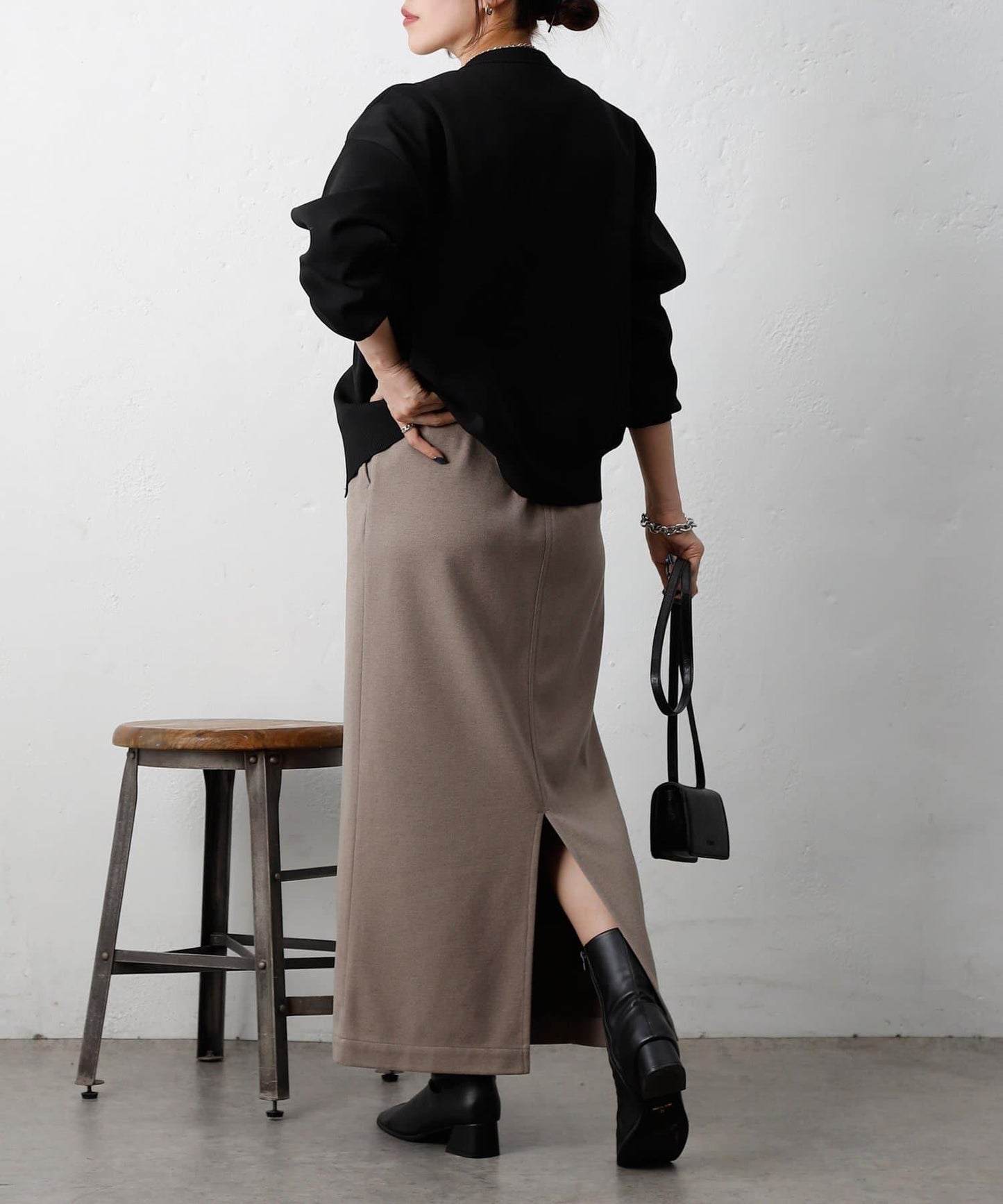 羊毛感針織休閒半身裙