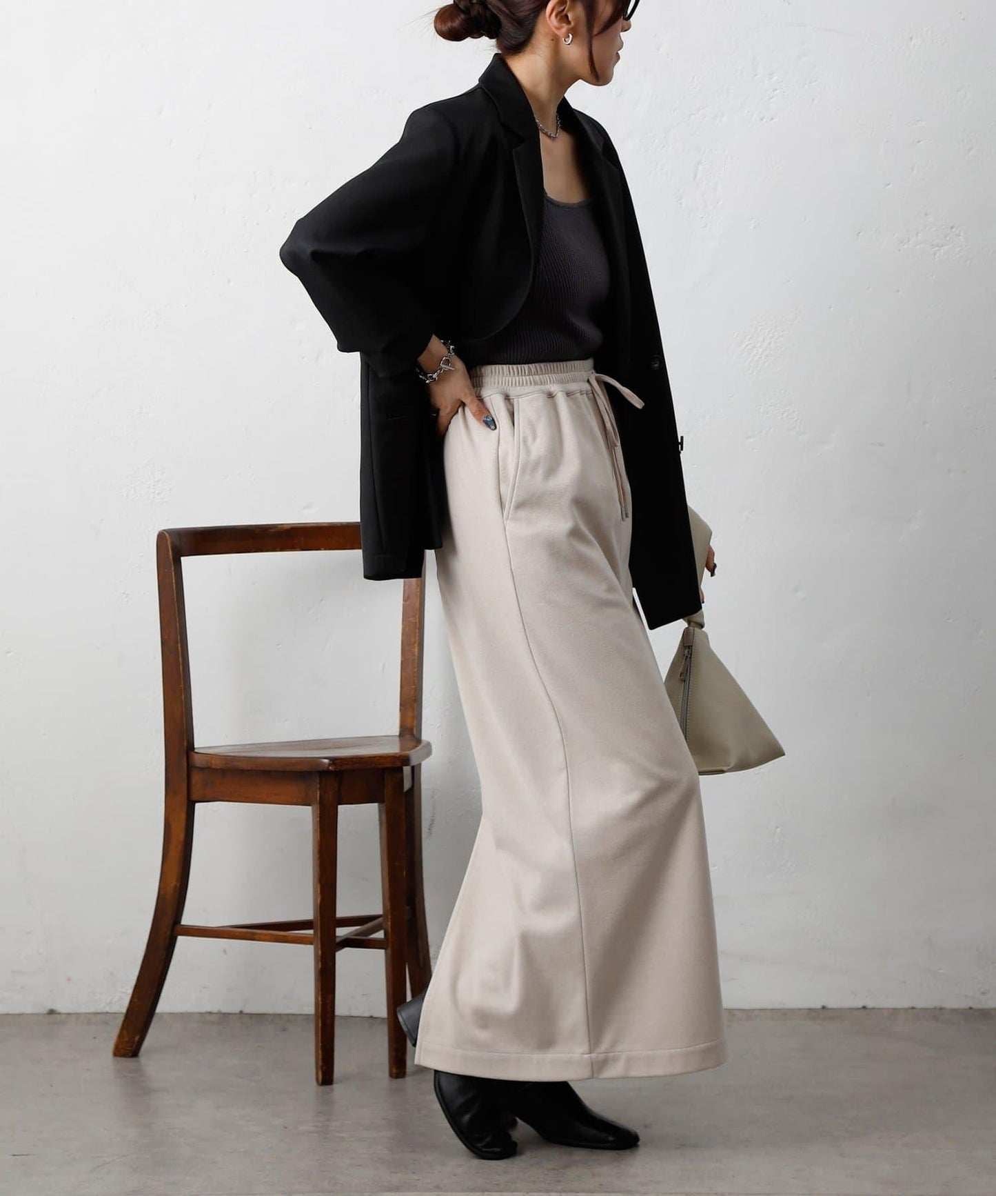 羊毛感針織休閒半身裙