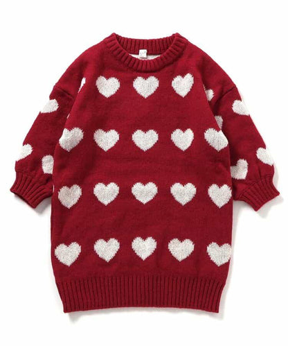 花卉心形針織連衣裙_可機洗