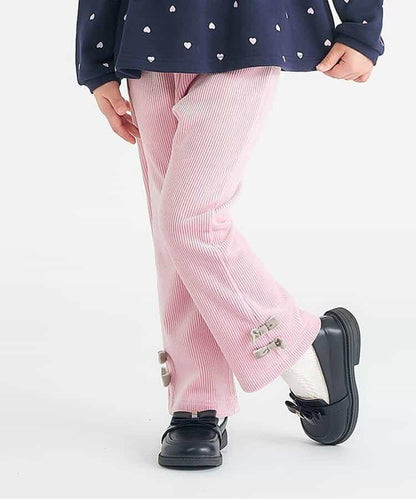 蝴蝶結針織燈芯絨可愛長褲 10分丈