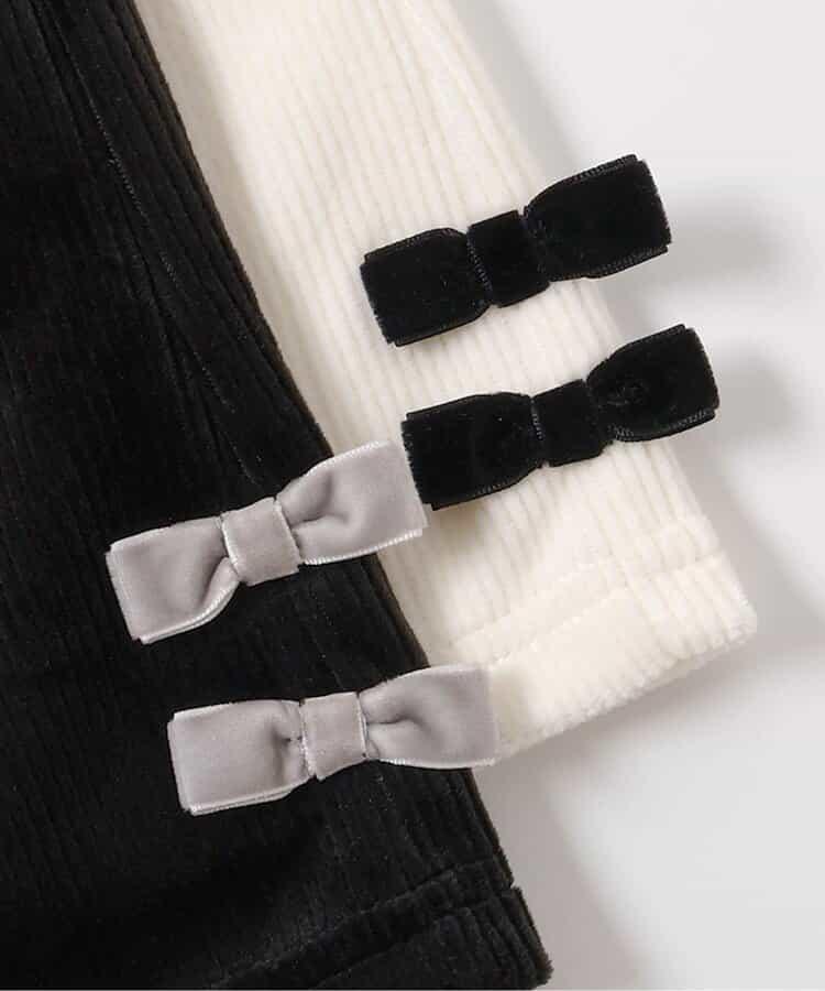 蝴蝶結針織燈芯絨可愛長褲 10分丈