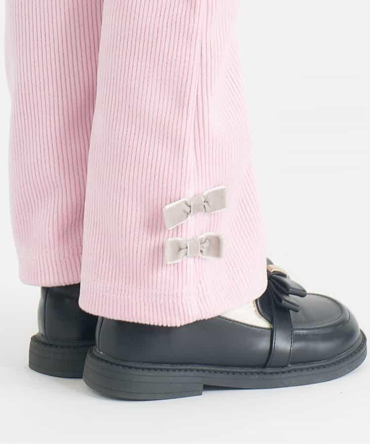 蝴蝶結針織燈芯絨可愛長褲 10分丈