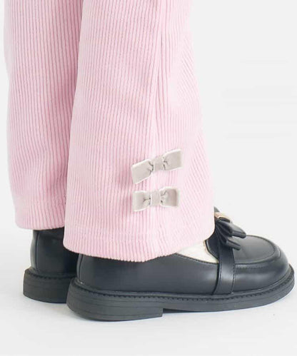 蝴蝶結針織燈芯絨可愛長褲 10分丈