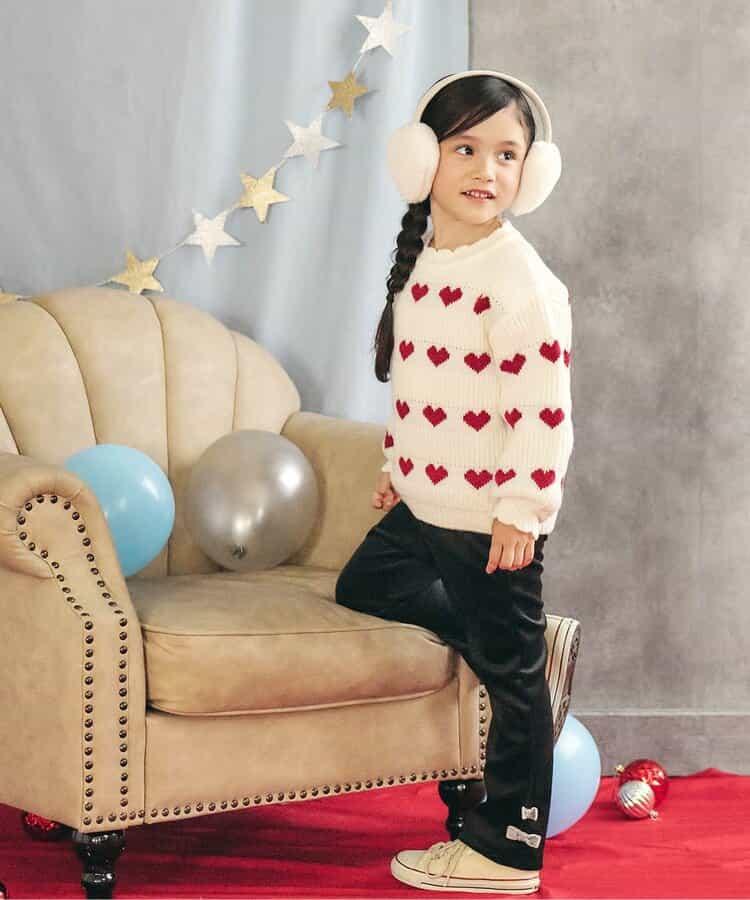 蝴蝶結針織燈芯絨可愛長褲 10分丈