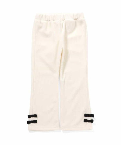 蝴蝶結針織燈芯絨可愛長褲 10分丈